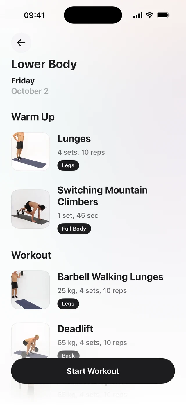 Lower Body workout with warm up and exercises